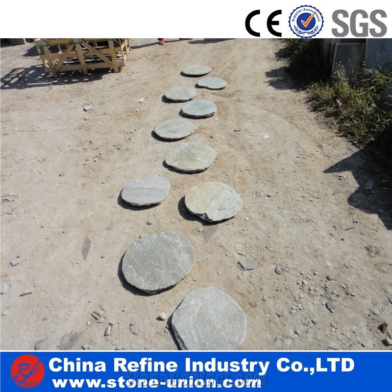 Natural Slate Stepping Stone, Garden Stepping Stone , Tumbled Stone , Round Stepping Stone