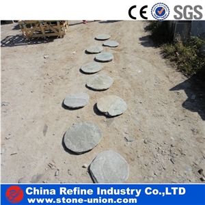 Natural Slate Stepping Stone, Garden Stepping Stone , Tumbled Stone , Round Stepping Stone