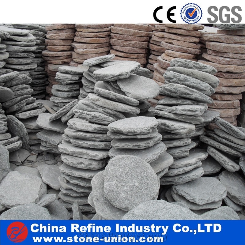 Natural Slate Stepping Stone, Garden Stepping Stone , Tumbled Stone , Round Stepping Stone