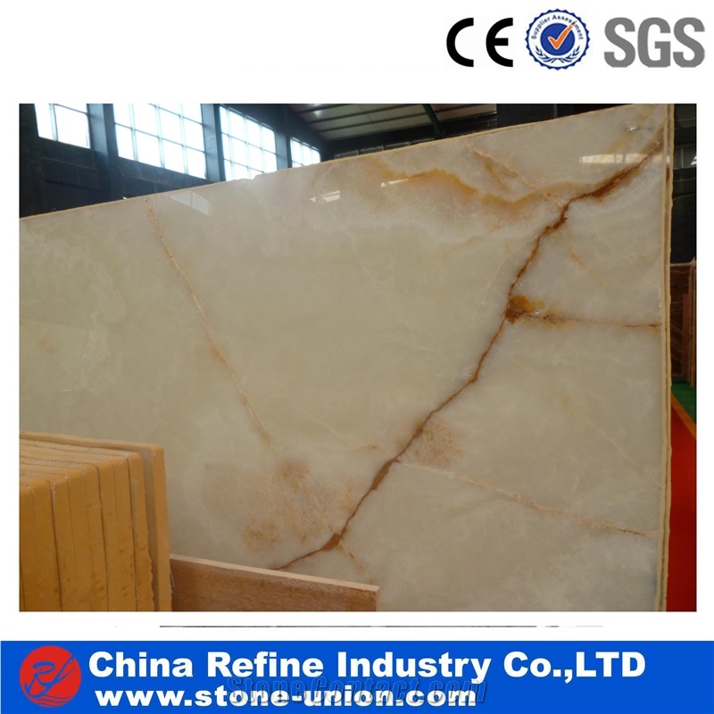 Natural Translucent Onyx Golden Red Veins Onyx Tile & Slab