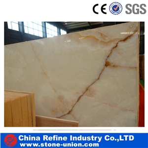 Natural Translucent Onyx Golden Red Veins Onyx Tile & Slab