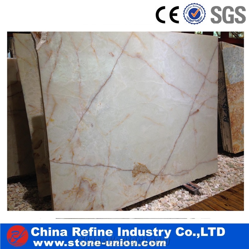 Natural Translucent Onyx Golden Red Veins Onyx Tile & Slab