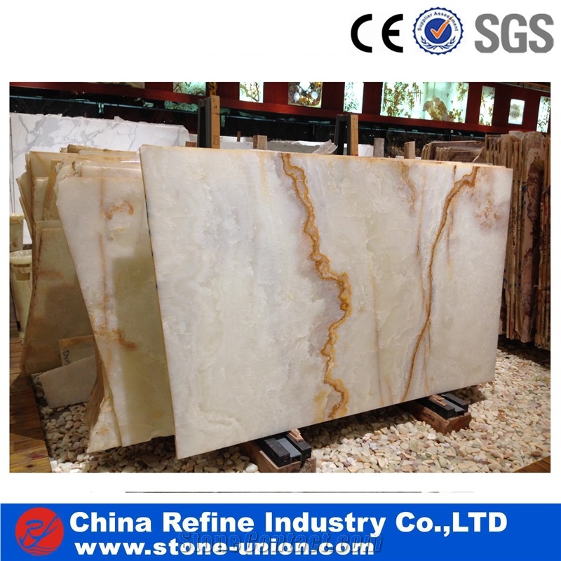 Natural Translucent Onyx Golden Red Veins Onyx Tile & Slab
