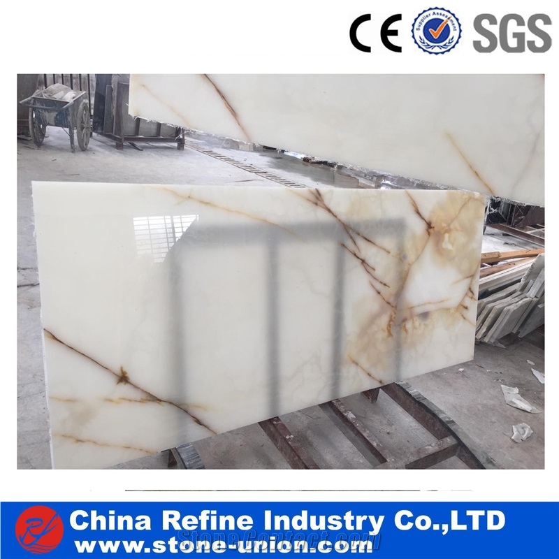 Natural Translucent Onyx Golden Veins Onyx Tile & Slab
