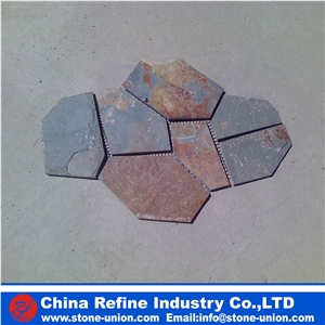 Rusty Slate Flagstone Tile for Floor Paving , Chinese Cheap Slate Flagstone,Flagstone Walkway Pavers,Slate Mesh Paver