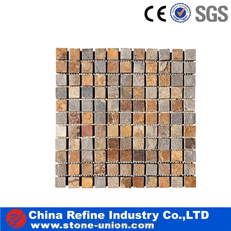 Rusty Slate Mosaic,Natural Slate Tumbled Mosaic