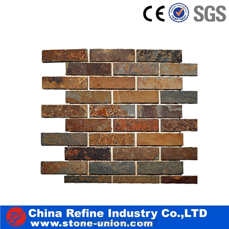 Rusty Slate Mosaic,Natural Slate Tumbled Mosaic