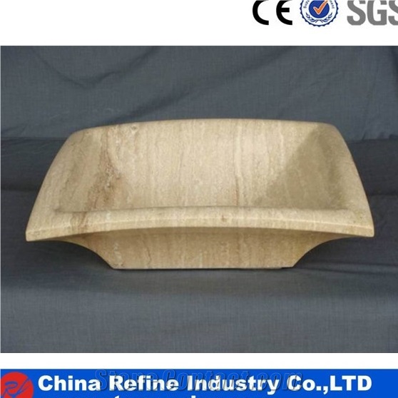 Yellow Wooden Marble Stone Sink&Wooden Marble Free Form Vessel Sink&Bathroom Sinks for Counter Top&Moder Design Rectangle Basin &Square Solid Basin