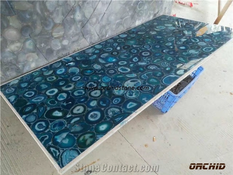 Blue Agate Backlit Semiprecious Stone,Blue Agate Semiprecious Stone Big Slab,Tile,Cut Size,Wall&Floor Covering,Transparent,Luxury Interior Decor