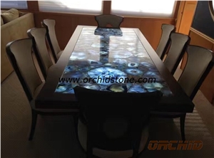 Blue Agate Countertop /Blue Agate Gemstone Table / Blue Agate Semi Precious Stone Panels/Blue Semiprecious Stone Office Table Tops