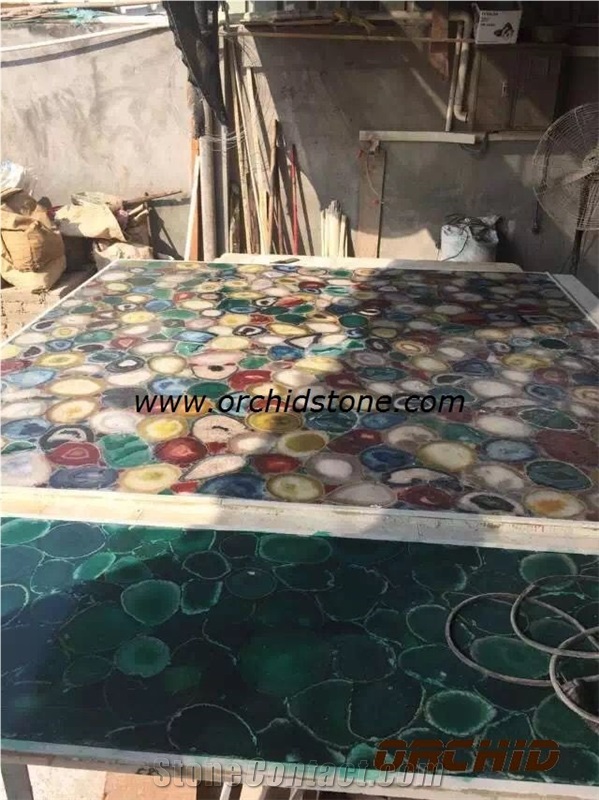 Blue Agate Translucent Stone Walling, Semi-Precious Stone Interior Walling, Blue Agate Transmittance Stone Blackground Wall, Semi Precious Stone, Interior Decoration, Gemstone Slab for Wall Covering
