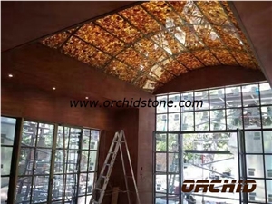 Brown Tiger Eyes Backlit Decorative Wall Cladding Tiles,Tiger Eyes Semi Precious Backlit Ceiling Cladding Tiles