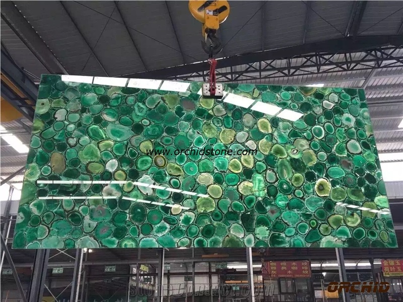 Green Agate Gemstone Backlit Big Slabs & Tiles,Azure Green Agate Semiprecious Stone Slab/Luxury Dark Green Semi-Precious Stone/Semi Precious Stone Slab for Wall Cladding&Flooring/Semi-Precious Stone