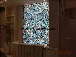 High Quality Blue Agate Semiprecious Stone Big Slabs/Luxury Lilac Semi-Precious Stone Slab&Tile&Customized/New Semi Precious Stone Slab for Wall Cladding&Flooring/Semi-Precious Stone Home Decoration