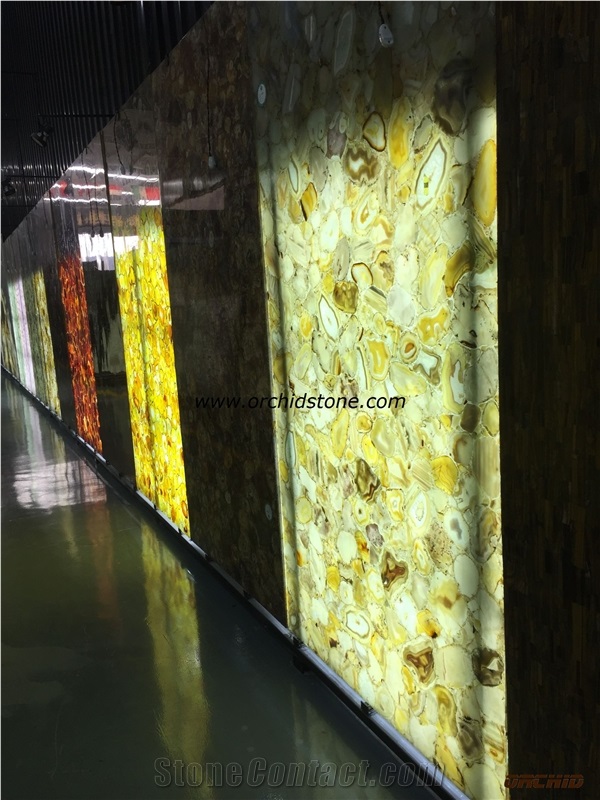 Translucent Agate Semiprecious Stone Wall Cladding Tiles