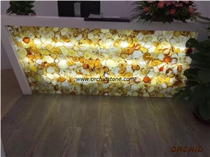 Yellow Agate Semiprecious Stone Wall/Semi Precious Stone Walling/Interior Decoration/Semi Precious Stone Panels/Semi-Precious Stone Wall Cladding/Semi Precious Stone Wall Covering/Interior Decoration