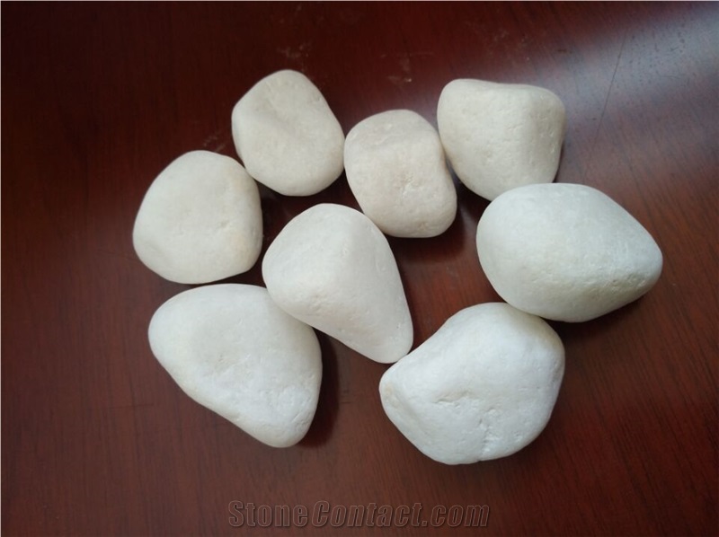 Artificial White Snow White Polished Pebbles, River Stone