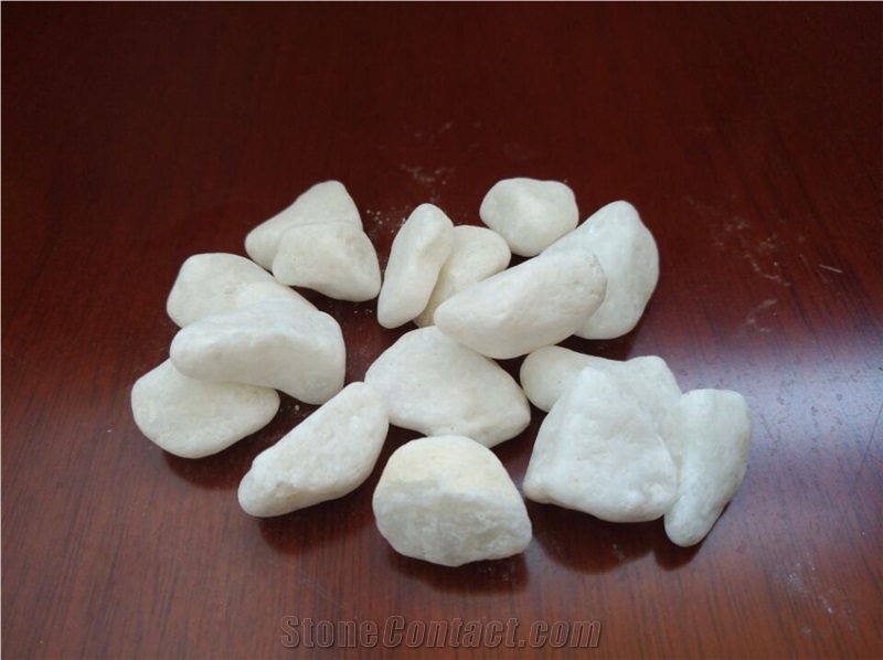 Artificial White Snow White Polished Pebbles, River Stone
