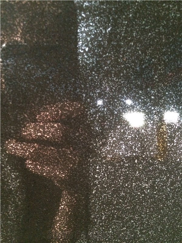 Black Galaxy Quartz Big Slabs and Tiles, Solid Surface