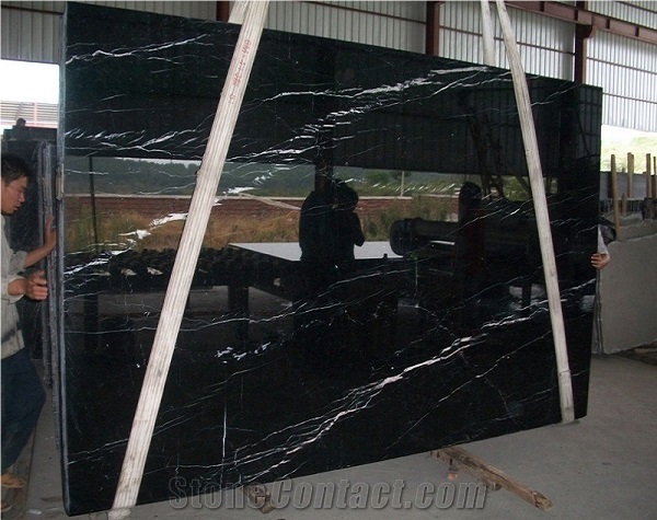 Black Marquina Marble Polished Big Slabs
