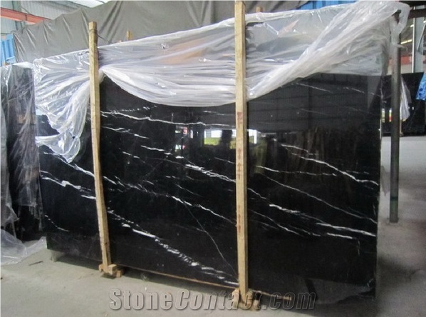 Black Marquina Marble Polished Big Slabs
