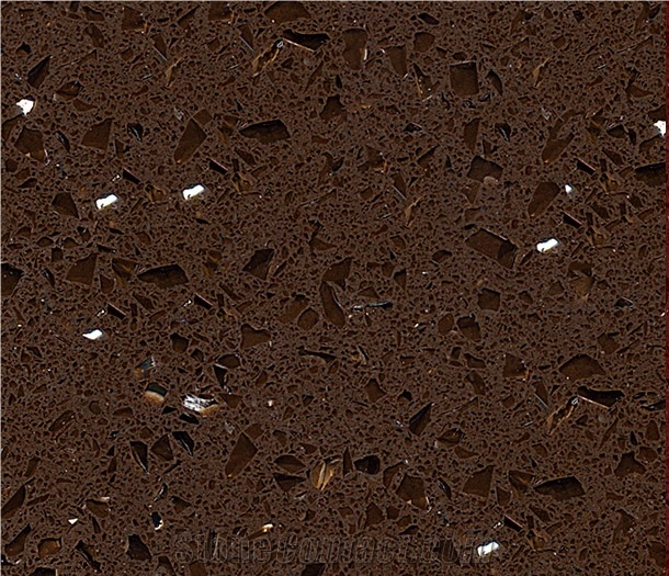 Crystal Dark Brown Quartz Slabs and Tiles