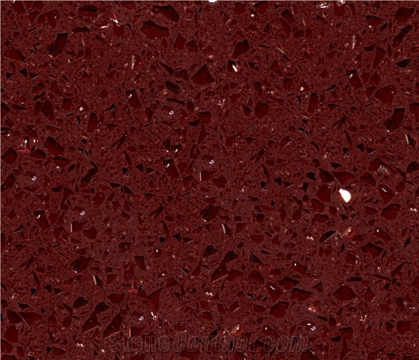 Crystal Dark Red Quartz Slabs and Tiles