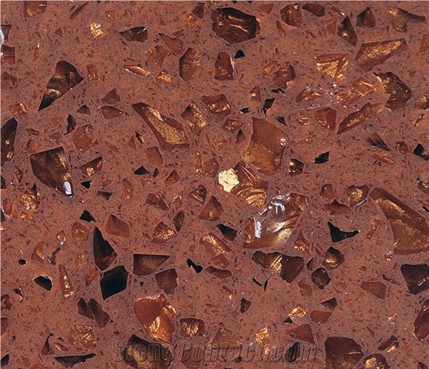 Crystal Shining Brown Quartz Slab & Tile