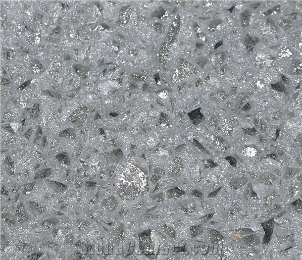 Crystal Shining Light Grey Quartz Slab & Tile