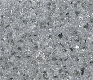 Crystal Shining Light Grey Quartz Slab & Tile