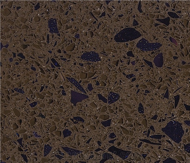 Dark Crystal Brown Quartz Stone Slab & Tile