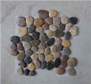 Mix Polished Pebble Meshed Tiles, River Stone