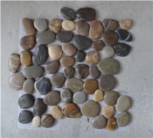 Mix Polished Pebble Meshed Tiles, River Stone