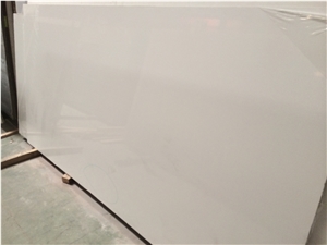 Pure White Quartz Slabs & Tiles, Solid Surface Engineered Stone