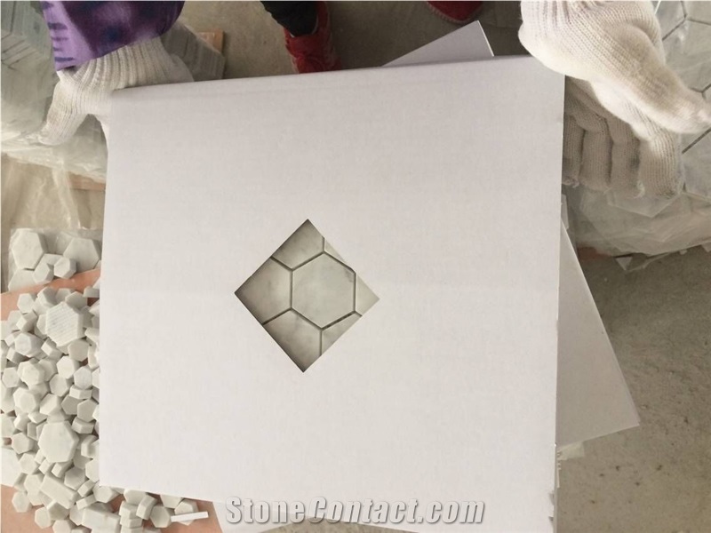 White Carrara Mosaic Flooring Tiles