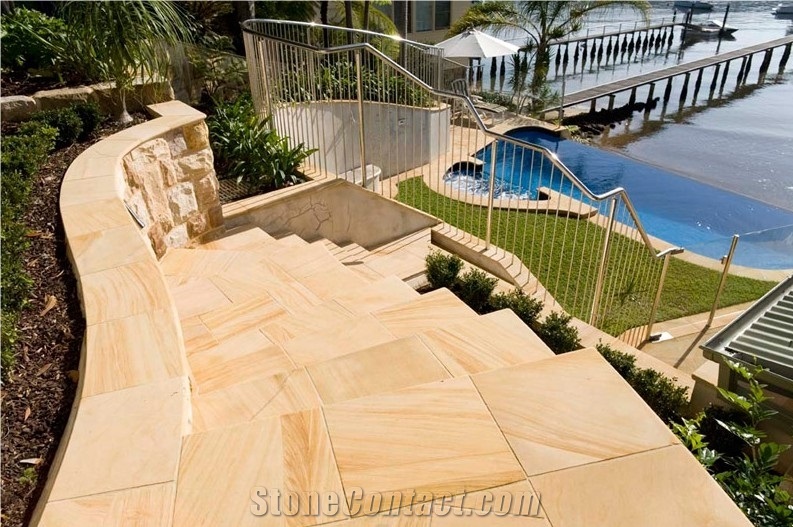 Yellow Wooden Sandstone for Floor Covering