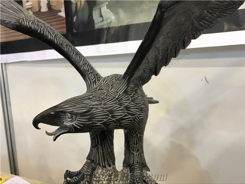 Chian Black Granite Eagle Sculpture,Open Wing Eagle Sculpture Indoor Decoration
