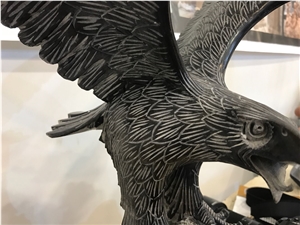 Chian Black Granite Eagle Sculpture,Open Wing Eagle Sculpture Indoor Decoration