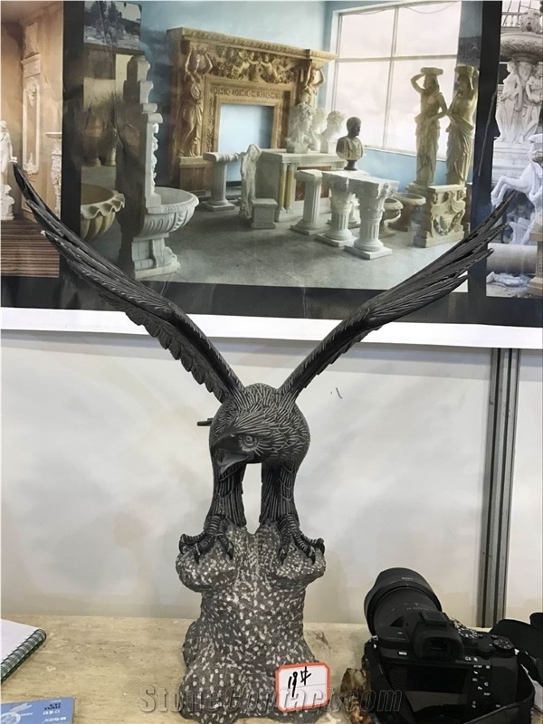 Chian Black Granite Eagle Sculpture,Open Wing Eagle Sculpture Indoor Decoration