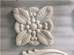 China Handcraft Flowers, White Stone Carving Art Works