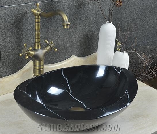 China Nero Marquina Marble Sink,Basin,Black Marble Bathroom Sinks