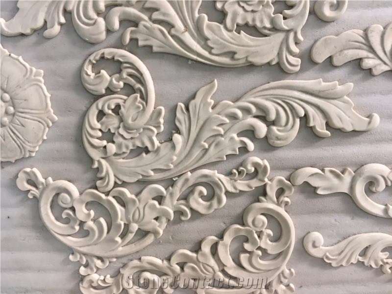 China White Marble Water Jet Interior Art Work,Hand Craved Crafts
