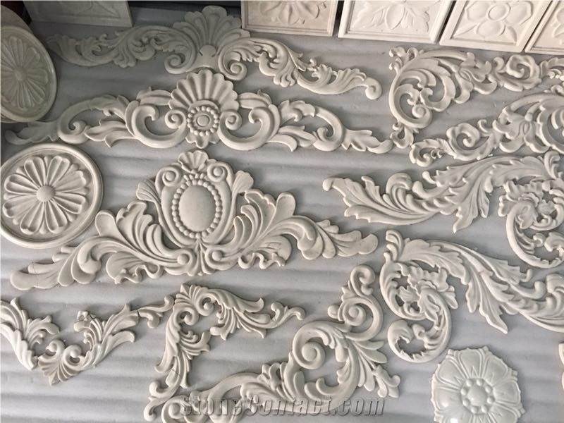 China White Marble Water Jet Interior Art Work,Hand Craved Crafts