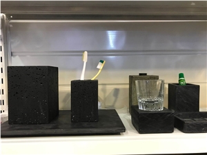 Dark Basalt Bathroom Accessories,Polished Basalt Bath Paper Holders,Soap Dish and Toothbrush Holders