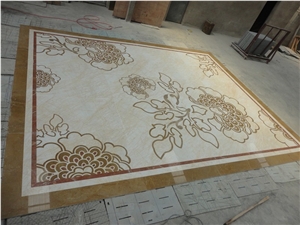Golden Marble Rosettes Marble Golden Spider Thin Laminated Water-Jet Medallions for Interior Floor Golden Marble Rosettes Marble Golden Spider Thin Laminated Water-Jet Medallions for Interior Floor