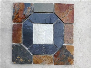 Slate Medallion Flooring Tiles,Outdoor Flagstone Walkway Pavers,Multicolor Flagstone Road Paving Slate Medallion Flooring Tiles,Outdoor Flagstone Walkway Pavers,Multicolor Flagstone Road Paving