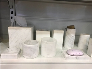 White Marble Bathroom Accessories,Polished Marble Bath Paper Holders,Soap Dish and Toothbrush Holders