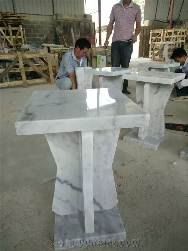 White Marble Coference Table Marble Guangxi White Custom Design Furniture for Office