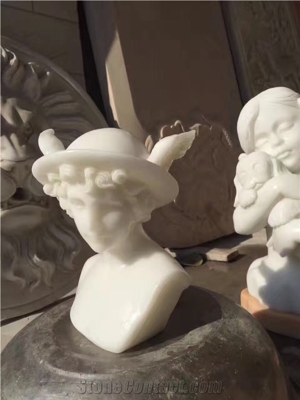 White Marble Statues White Jade Marble Busts Sculptures for Home Decor