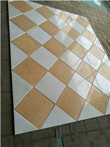 White Marble Waterjet Medallions Rhino White Square Medallions for Lobby